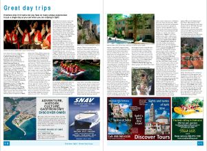 The two page spread on great day trips you can take from Split
